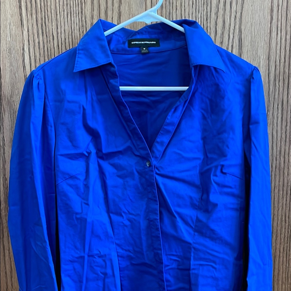 Women’s Vibrant Blue Button-Up Dress Shirt